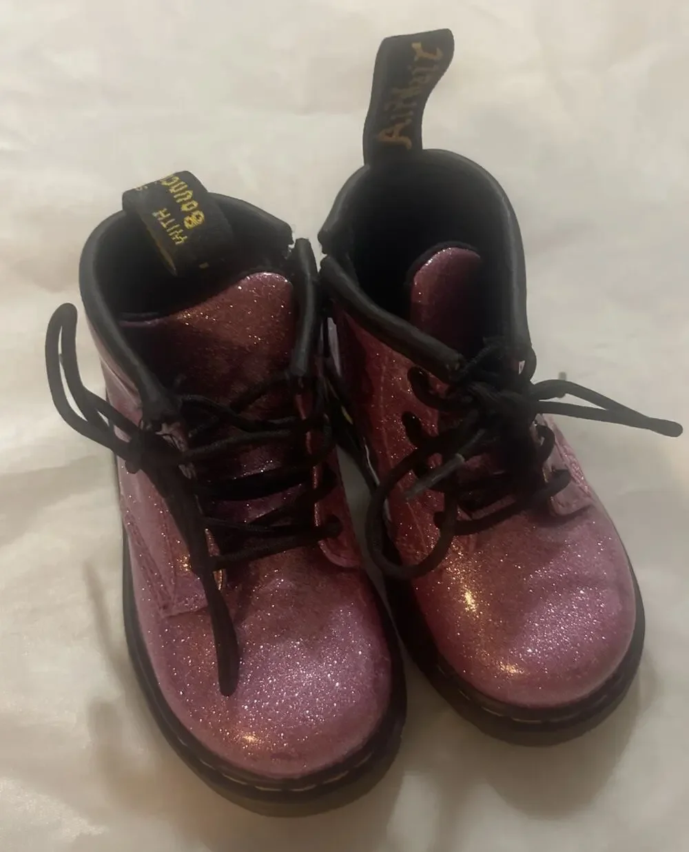 Doc Martens US 6 Girls Toddler Shoes Boots Glitter Pink Zip Sides